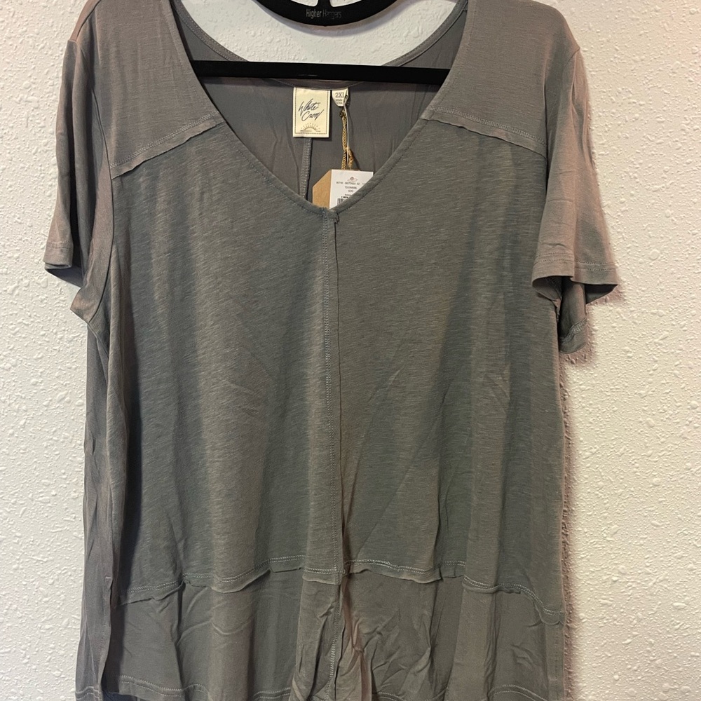 White Crow Charcoal V-Neck Blouse